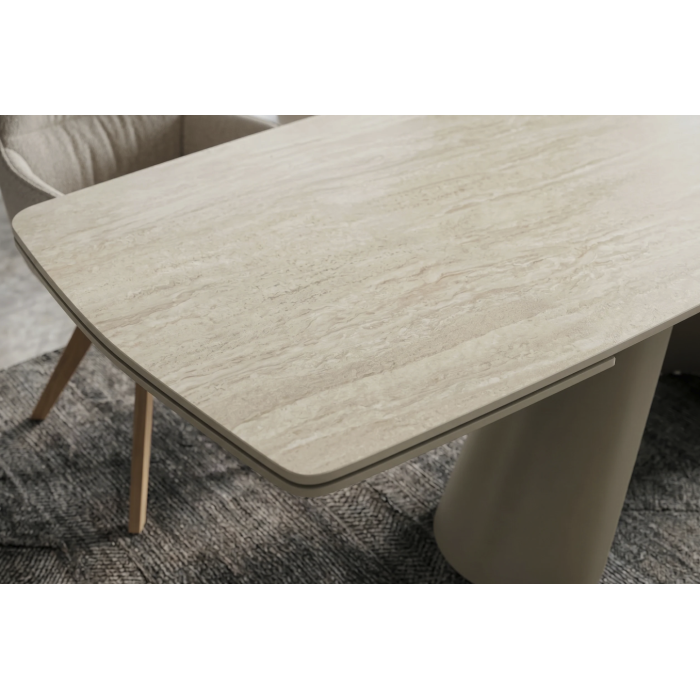 Zoom sur le coin de la table extensible 160 à 240 cm COVY