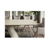 Zoom sur la tranche du plateau de la table extensible 160 à 240 cm COVY