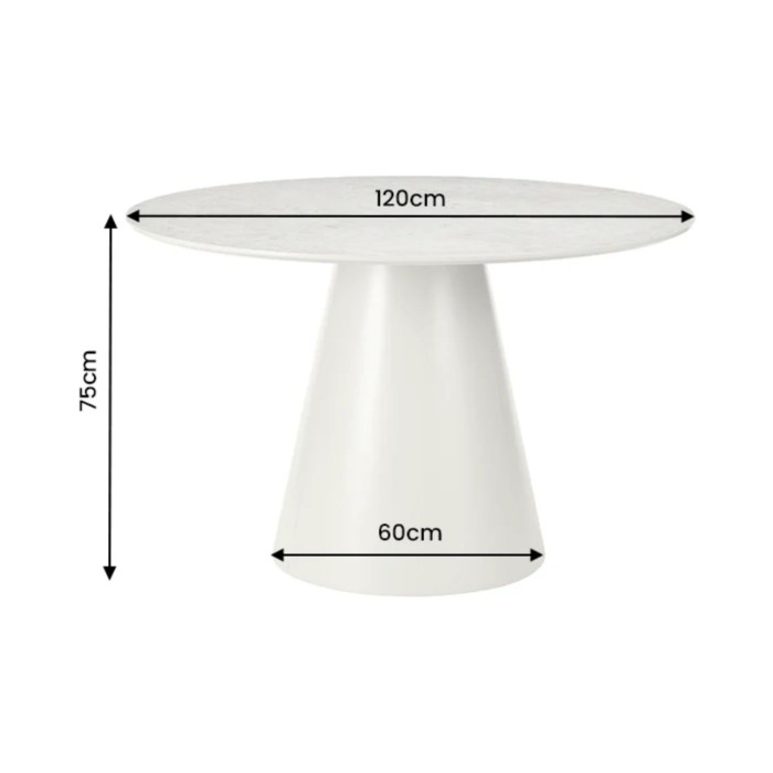 Runder Esstisch COVY 120 cm in Grau, Steinoptik mit Mittelfuß – 4 Plätze