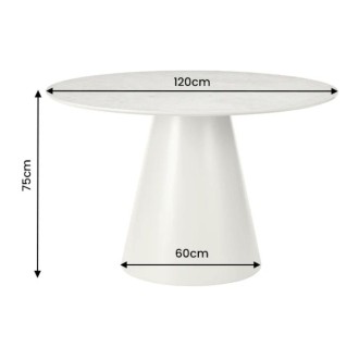 Runder Esstisch COVY 120 cm in Grau, Steinoptik mit Mittelfuß – 4 Plätze