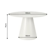 Runder Esstisch COVY 120 cm in Grau, Steinoptik mit Mittelfuß – 4 Plätze
