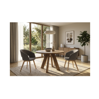 Table de salle à manger ronde ELYA 100 cm en bois de manguier massif – 4 places