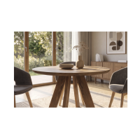 Table de salle à manger ronde ELYA 100 cm en bois de manguier massif – 4 places