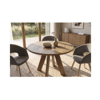 Table de salle à manger ronde ELYA 100 cm en bois de manguier massif – 4 places