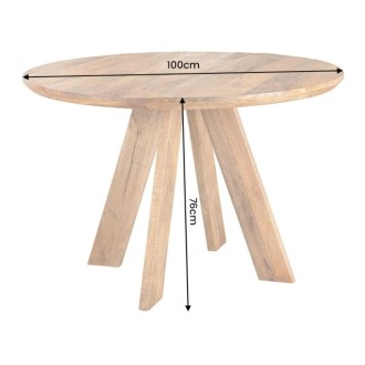 Runder Esstisch ELYA 100 cm aus massivem Mangoholz – 4 Plätze