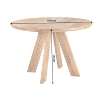 Table de salle à manger ronde ELYA 100 cm en bois de manguier massif – 4 places