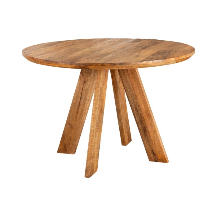 Table de salle à manger ronde ELYA 100 cm en bois de manguier massif – 4 places