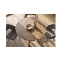 Table de salle à manger ronde ELYA 100 cm en bois de manguier massif – 4 places