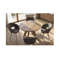 Table de salle à manger ronde ELYA 100 cm en bois de manguier massif – 4 places