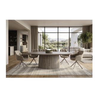 Table ovale ORINO 220cm grise mise en situation