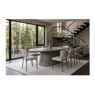 Table ovale ORINO 220cm grise vue de côté