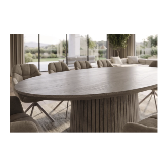 Table ovale ORINO 220cm grise vue de haut