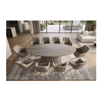 Table ovale ORINO 220cm grise vue de haut en entière