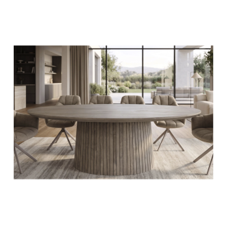 Table ovale ORINO 220cm grise vue de face