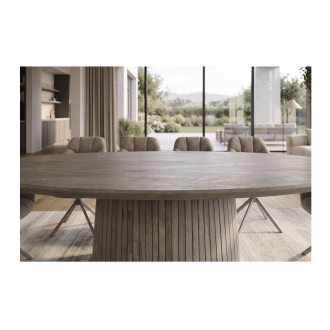 Table ovale ORINO 220cm grise vue de face rapprochée