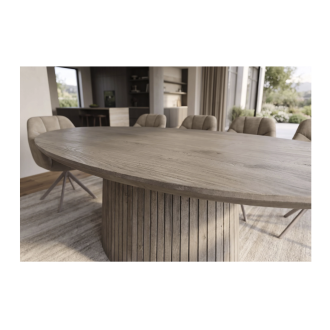 Table ovale ORINO 220cm grise vue de côté rapprochée