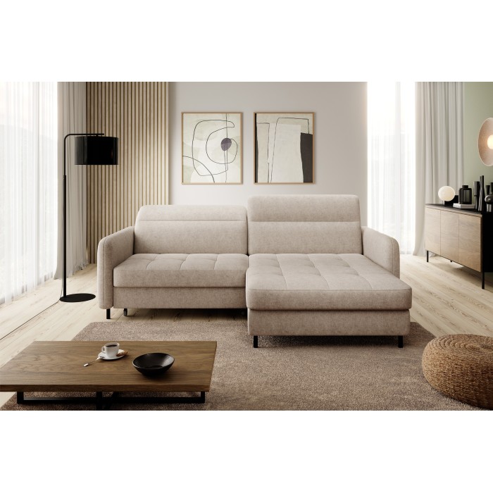 Canapé d'angle collection GOUMSI coloris Beige chiné 