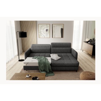Canapé d'angle collection GOUMSI coloris Gris foncé chiné 