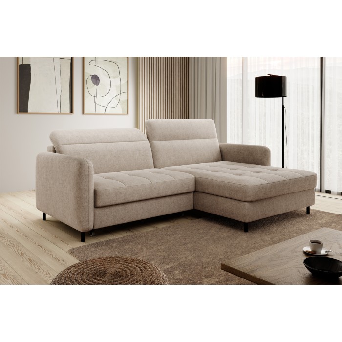 Canapé d'angle collection GOUMSI coloris Beige chiné 