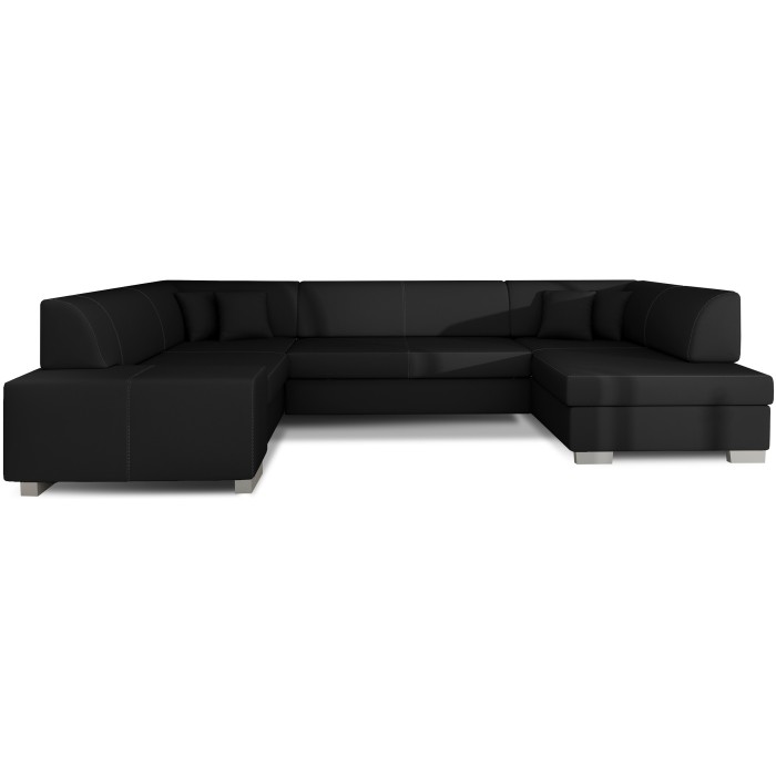 Canapé panoramique en U Noir convertible 6 places HAVANE grand format familial 