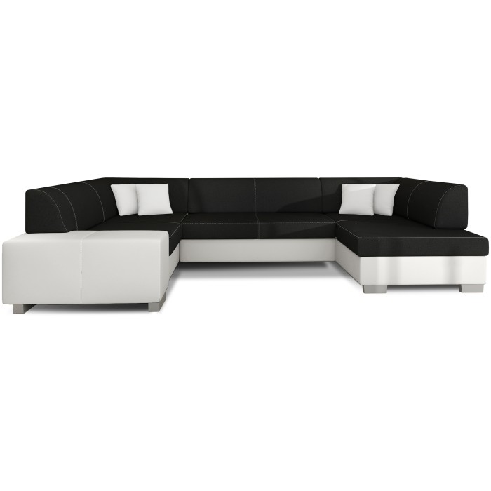 Canapé panoramique en U Gris foncé & Blanc convertible 6 places HAVANE convertible 6 places 