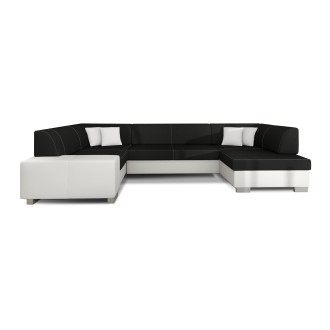 Canapé panoramique en U Gris foncé & Blanc convertible 6 places HAVANE convertible 6 places 