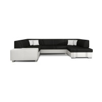 Canapé panoramique en U Gris foncé & Blanc convertible 6 places HAVANE convertible 6 places 