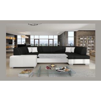 Canapé panoramique en U Gris foncé & Blanc convertible 6 places HAVANE convertible 6 places 