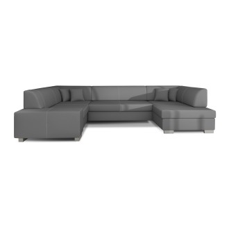 Canapé panoramique en U Gris convertible 6 places HAVANE avec couchage spacieux 