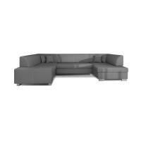 Canapé panoramique en U Gris convertible 6 places HAVANE avec couchage spacieux 
