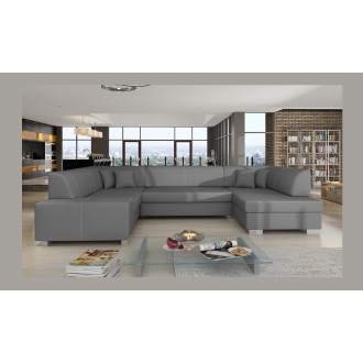 Canapé panoramique en U Gris convertible 6 places HAVANE avec couchage spacieux 