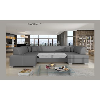 Canapé panoramique en U Gris convertible 6 places HAVANE avec couchage spacieux 
