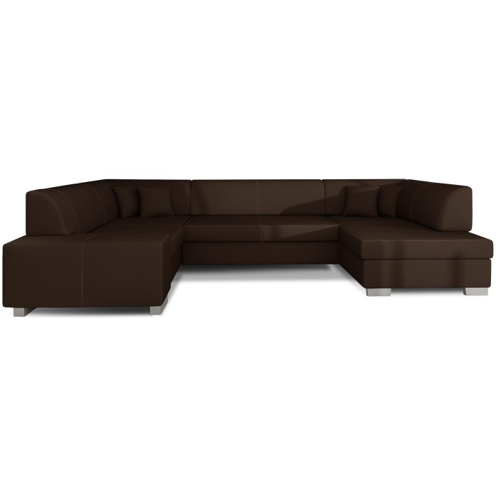 Canapé panoramique en U Chocolat convertible 6 places HAVANE ressorts ondulés 