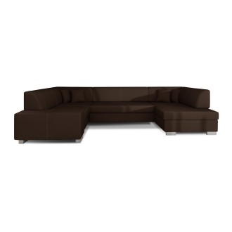 Canapé panoramique en U Chocolat convertible 6 places HAVANE ressorts ondulés 