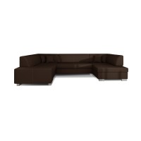 Canapé panoramique en U Chocolat convertible 6 places HAVANE ressorts ondulés 