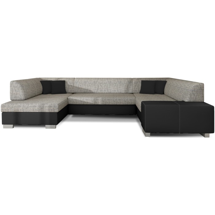 Canapé panoramique en U Gris & Noir convertible 6 places HAVANE pour grand salon 
