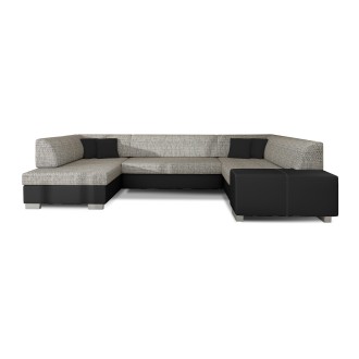 Canapé panoramique en U Gris & Noir convertible 6 places HAVANE pour grand salon 