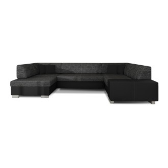 Canapé panoramique en U Gris foncé & Noir convertible 6 places HAVANE design géométrique 