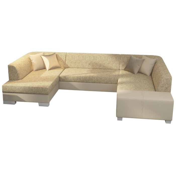 Canapé panoramique en U Beige convertible 6 places HAVANE espace détente généreux 