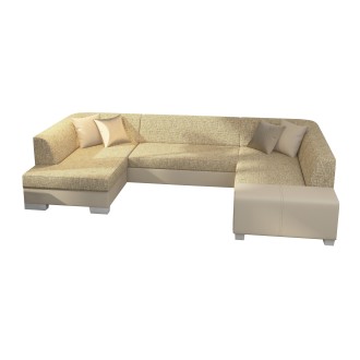 Canapé panoramique en U Beige convertible 6 places HAVANE espace détente généreux 