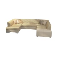 Canapé panoramique en U Beige convertible 6 places HAVANE espace détente généreux 