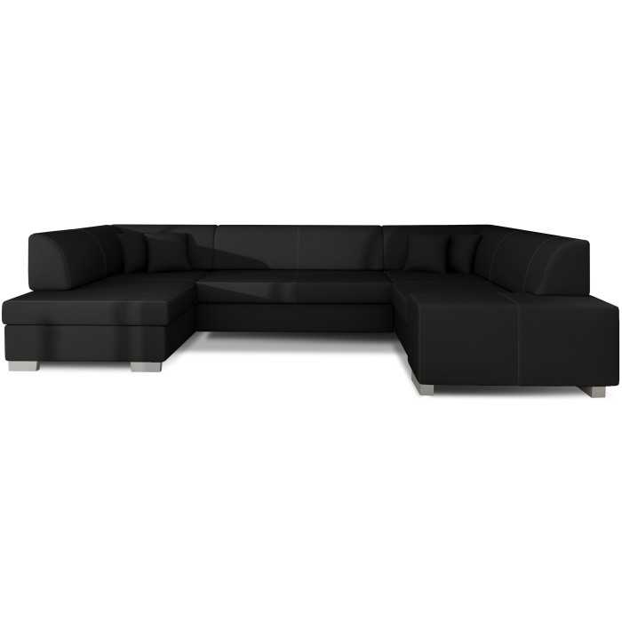 Canapé panoramique en U Noir convertible 6 places HAVANE confort moelleux 