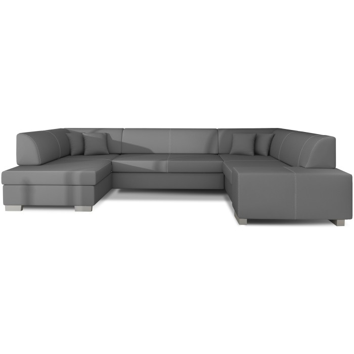 Canapé panoramique en U Gris convertible 6 places HAVANE couchage 125x280cm 