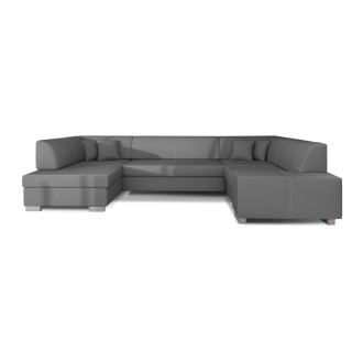 Canapé panoramique en U Gris convertible 6 places HAVANE couchage 125x280cm 