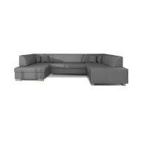 Canapé panoramique en U Gris convertible 6 places HAVANE couchage 125x280cm 