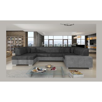 Canapé panoramique en U Gris & Gris Foncé convertible 6 places HAVANE confort panoramique 