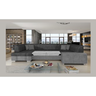 Canapé panoramique en U Gris & Gris Foncé convertible 6 places HAVANE confort panoramique 