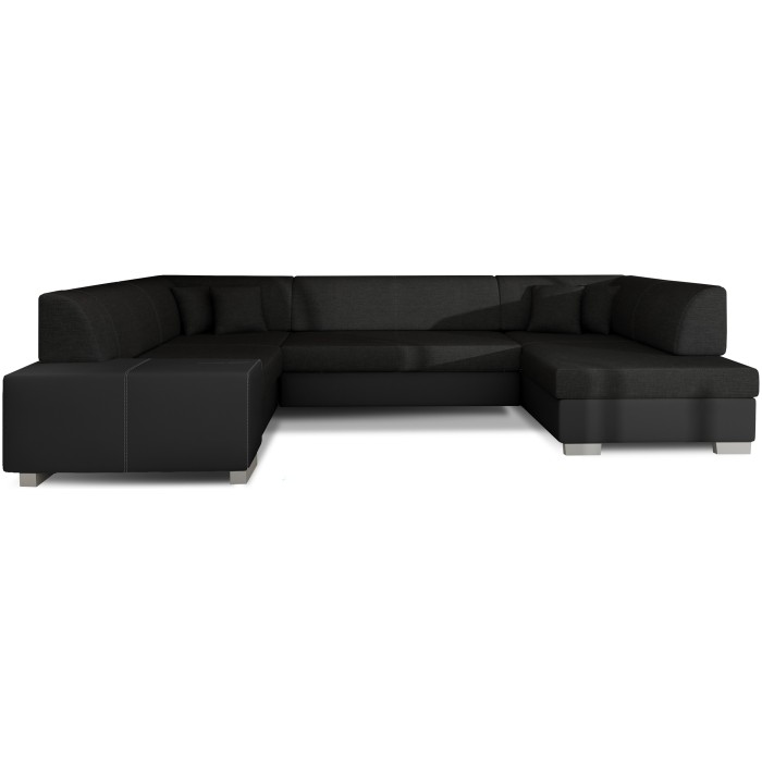 Canapé panoramique en U Noir convertible 6 places HAVANE design géométrique 