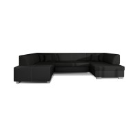 Canapé panoramique en U Noir convertible 6 places HAVANE design géométrique 