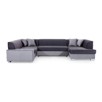 Canapé panoramique en U Gris foncé convertible 6 places HAVANE avec assise profonde 